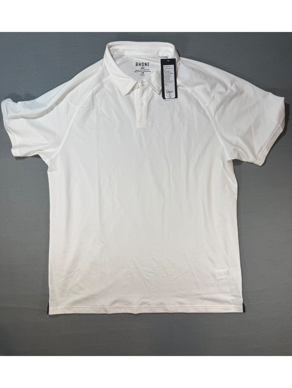 Rhone Delta Pique Polo Shirt White Large L/G NWT